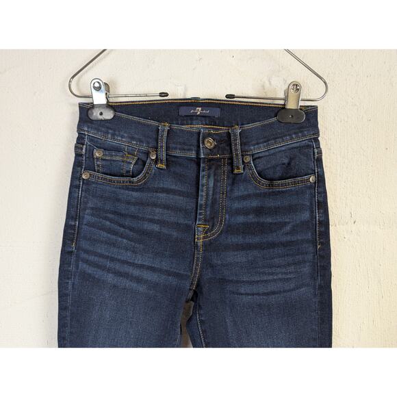 7 for All Mankind Ankle Gwenevere Womens 24 Blue Distressed Cropped Skinny Rock - Picture 2 of 9